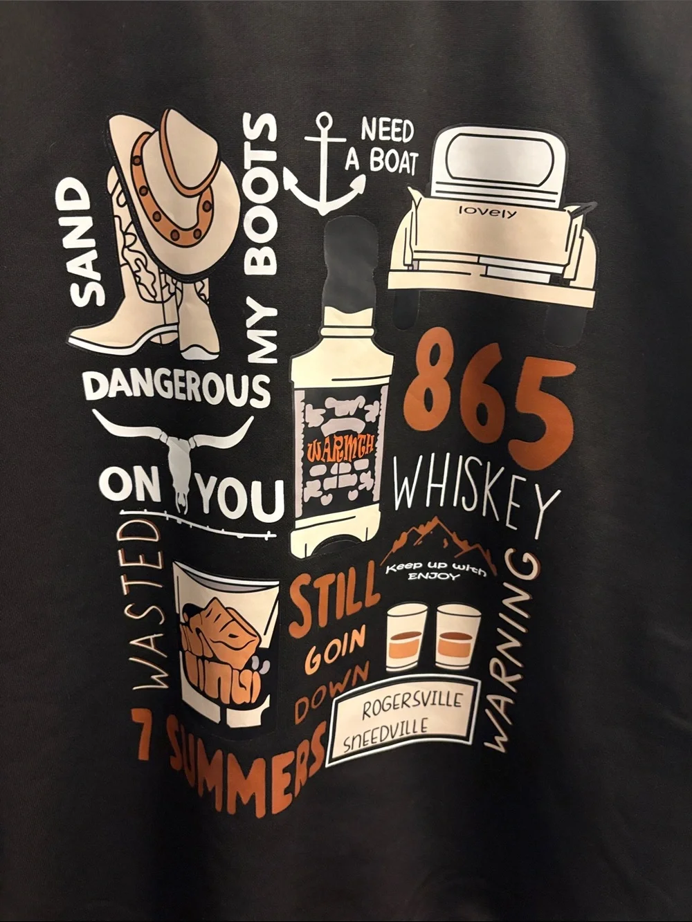 Men's Black Graphic Crewneck Sweater - Whiskey 865 Design
